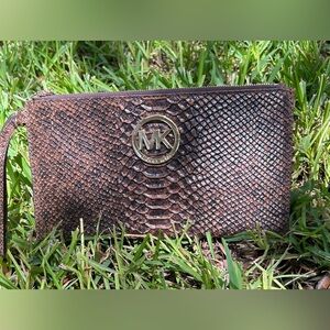 Rare Vintage Michael Kors Jet Set Dark Brown Snakeskin Wallet/Wristlet